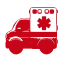 Red graphic of ambulance